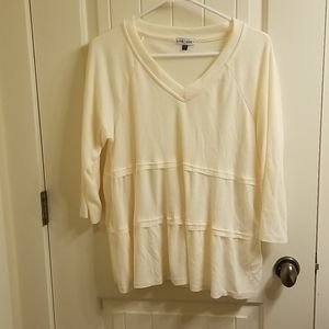 Women's large cream colored waffle top